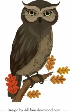 owl painting colored cartoon sketch