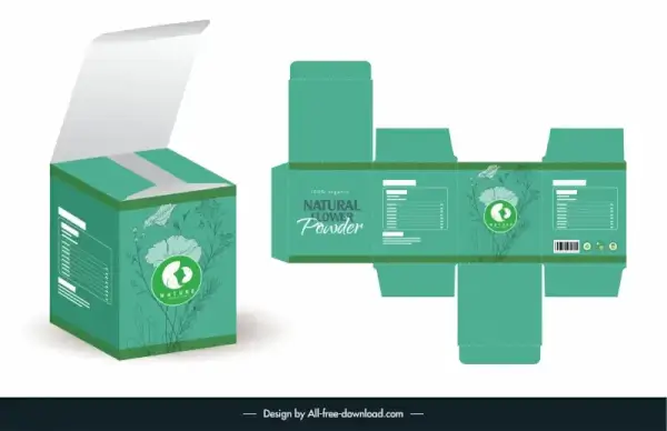 package box template flat die cut sketch 3d mock up design flower decor