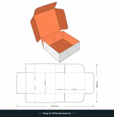 packaging cardboard box for postal mail template papercut samples 3d outline 