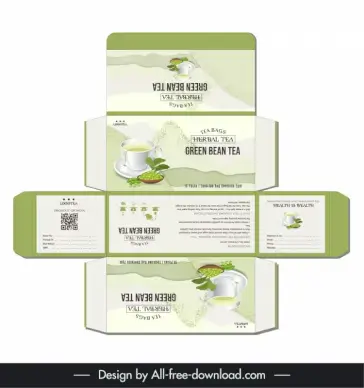 packaging design for herbal tea box template green bean tea cup decor