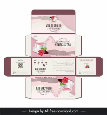 packaging design for herbal tea box template hibiscus flower tea cup decor