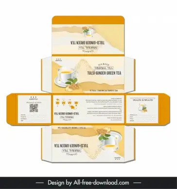 packaging design for herbal tea box template tulsi ginger cup sketch