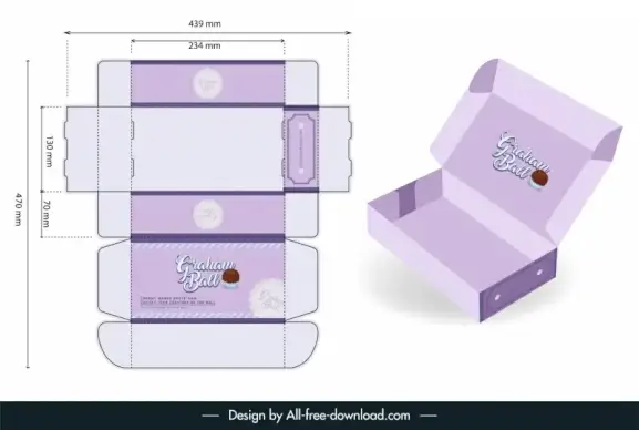 packaging for graham ball template elegant purple flat 3d sketch