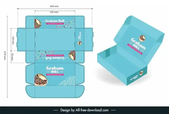 packaging for graham ball templates elegant modern blue flat 3d sketch