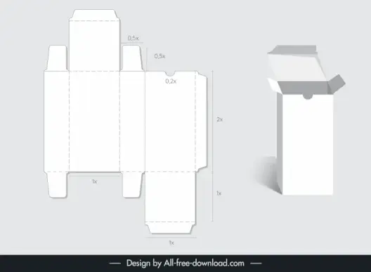 packaging template flat papercut 3d open box sketch modern design 