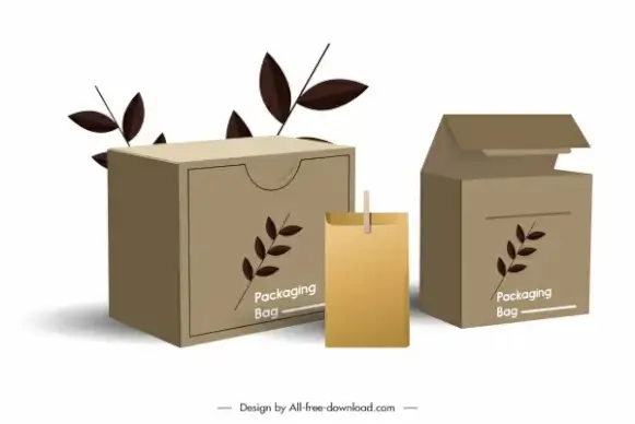 packing bag template elegant classic 3d sketch