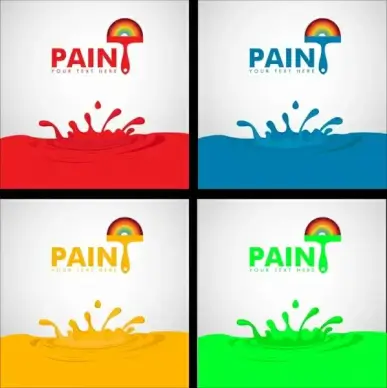 paint advertising sets splashing colored droplets decoration
