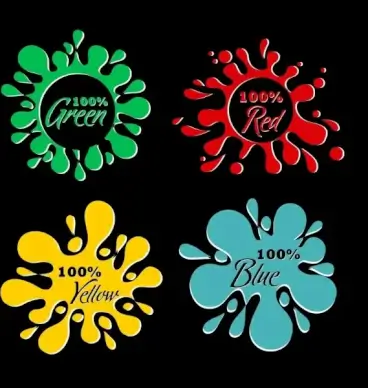 paint color samples icons various splashing style