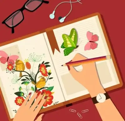 painting art background hand composition book icons