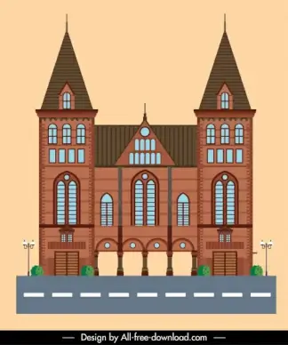 palace exterior architecture template elegant retro symmetric decor