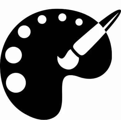 palette sign icon flat contrast black white outline 