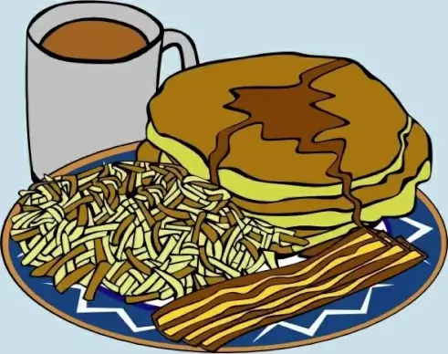 Pancake And Syrup Coffee Bacon Hashbrown clip art