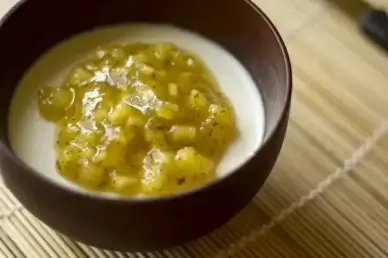 panna cotta with pineapple and mint