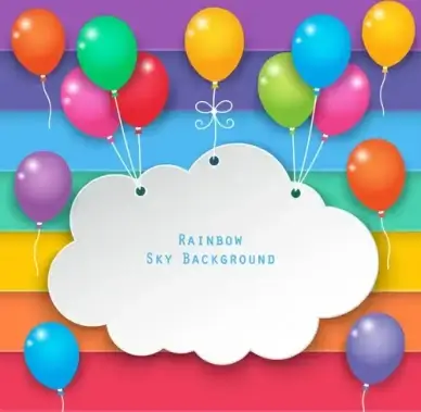 paper cloud birthday cards vector set