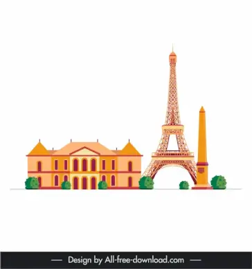 paris design elements famous architecture sketch