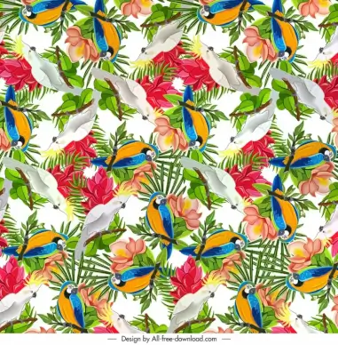  parrot  flower pattern template flat classical repeating 