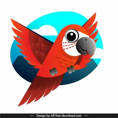 parrot painting flying sketch colorful flat design