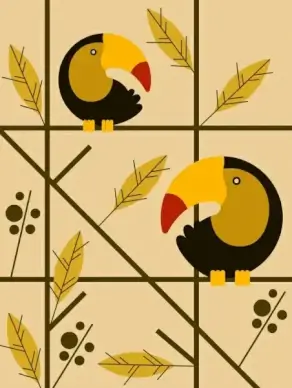 parrots painting classical flat geometric decor