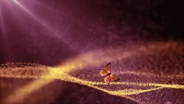 particles with flying butterfly