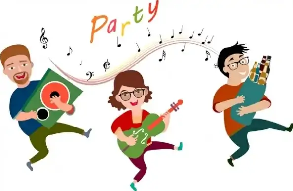 party concept design with human dancing with music