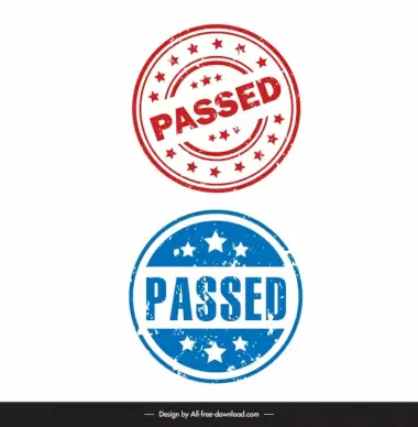 pass stamp templates retro circle shapes stars decor