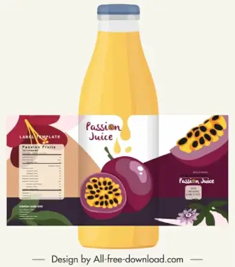 passion juice label template colorful handdrawn decor