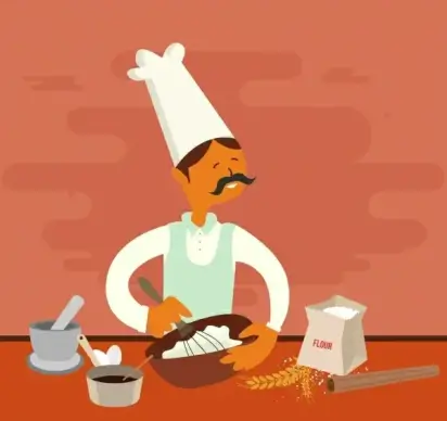 pastry work drawing cook flour cereal dishware icons