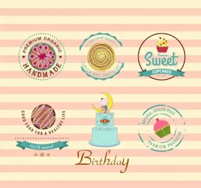 pasty logos collection multicolored flat decor