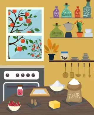 pasty work background kitchenware icons decor