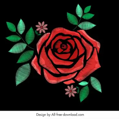 patch flower painting dark retro design