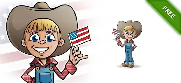 patriotic boy vector character