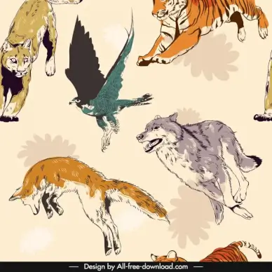 pattern animal template dynamic handdrawn retro design