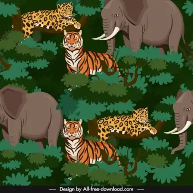 pattern animals template wild animals jungle scene cartoon sketch