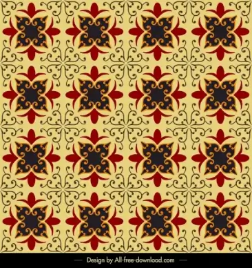 pattern template classical repeating symmetric floral sketch