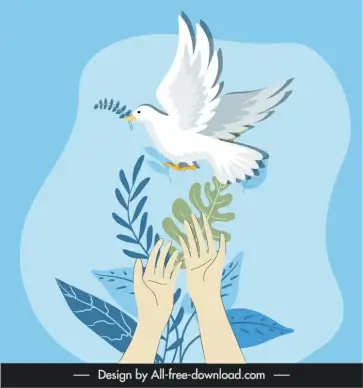 peace backdrop template classical  hands pigeon leaves sketch