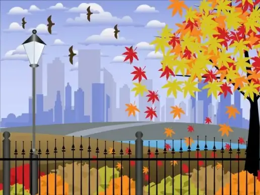 peaceful cityscape vector illustration with colorful design