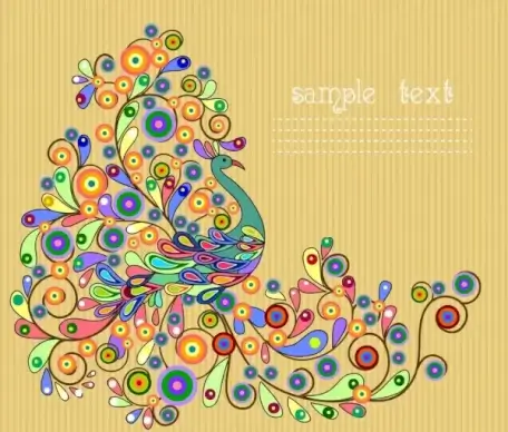 peacock background colorful curves decoration