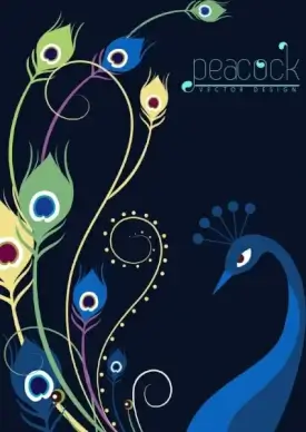 peacock background multicolored dark design curves ornament