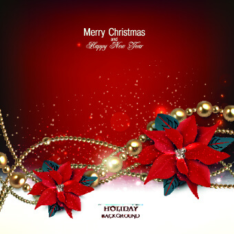 pearls and flowers christmas vector background
