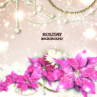 pearls with flowers holiday background vector