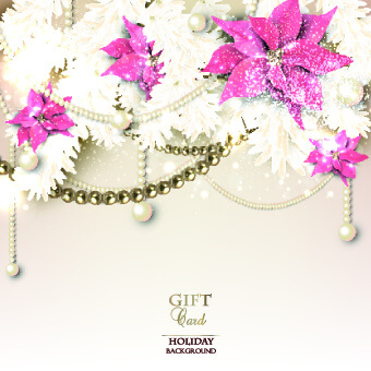 pearls with flowers holiday background vector