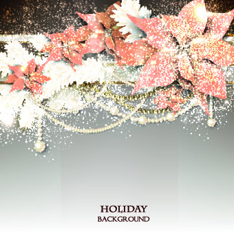 pearls with flowers holiday background vector