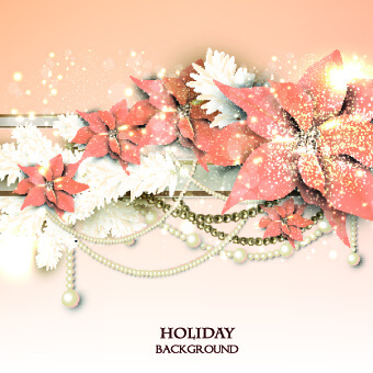 pearls with flowers holiday background vector