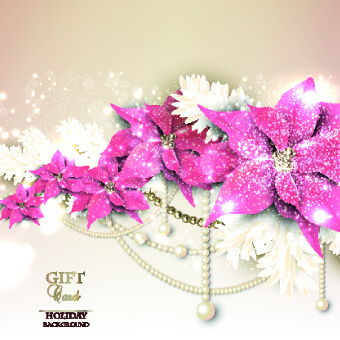 pearls with flowers holiday background vector