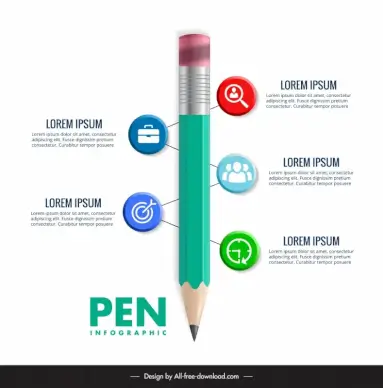 pen infographic template modern shiny vertical pencil user interface