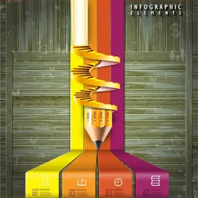 pencil stair infographic template