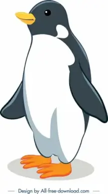 penguin icon cute colored cartoon character sketch