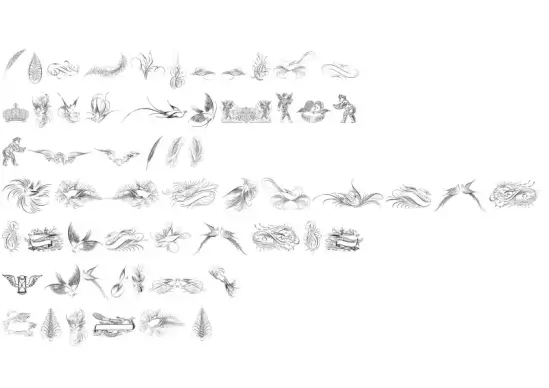 Penmanship Birds and Ornaments