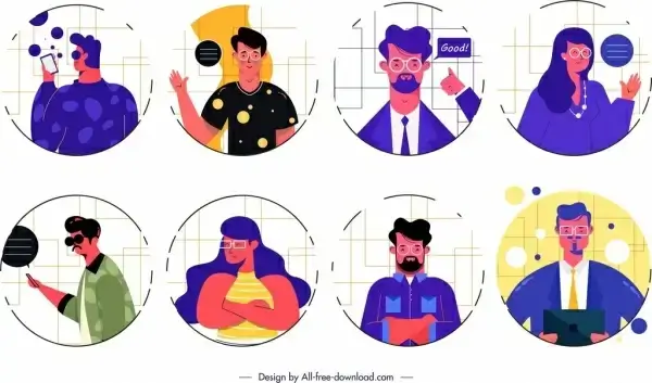 people avatar templates cartoon characters design