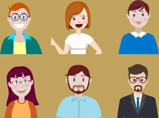 people avatars man woman icons cartoon characters